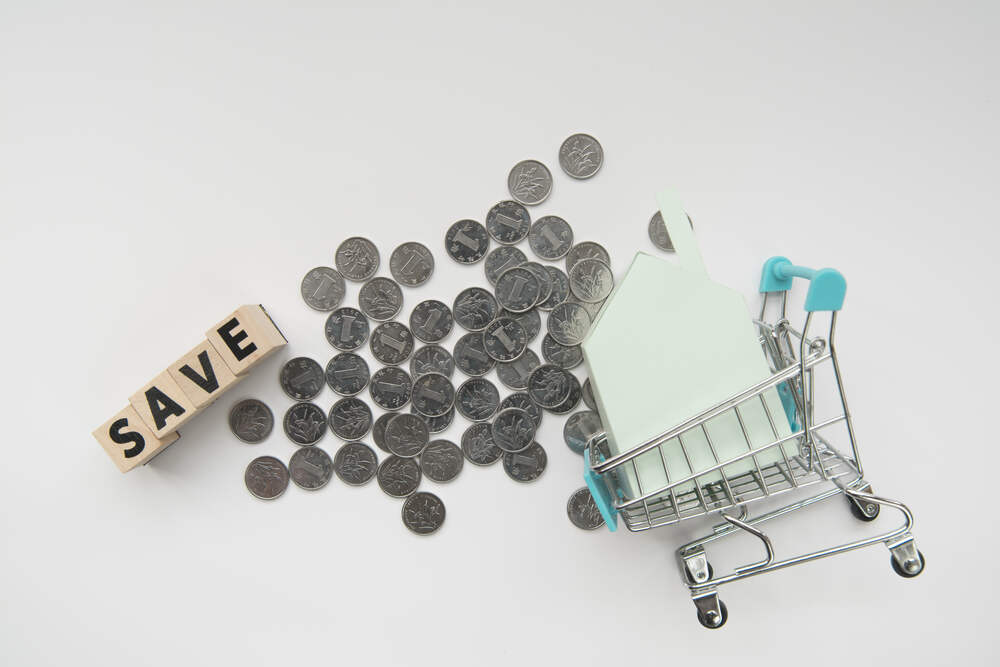 top-view-coins-with-word-shopping-cart